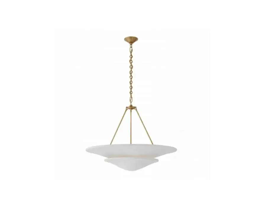 Two-tier disc-shaped pendant with a chain and three slender suspension supports