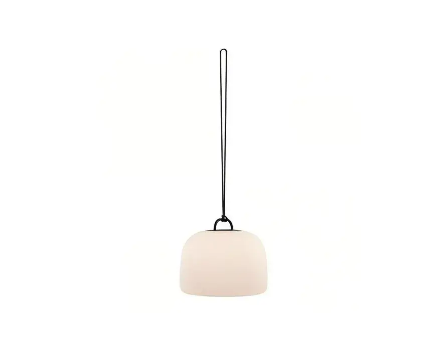 Compact frosted bell-shaped pendant suspended from a dark cord