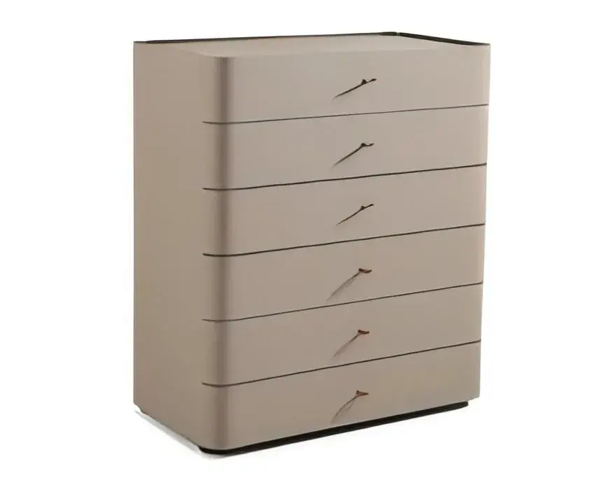 Tall narrow chest with six curved drawer fronts