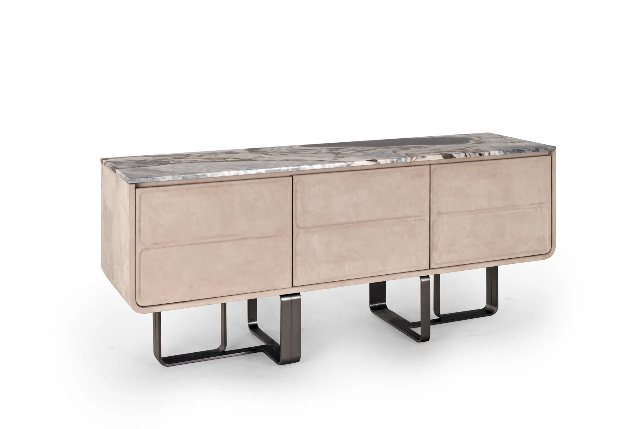 Light-toned storage cabinet with visible grain across its front and dark open legs